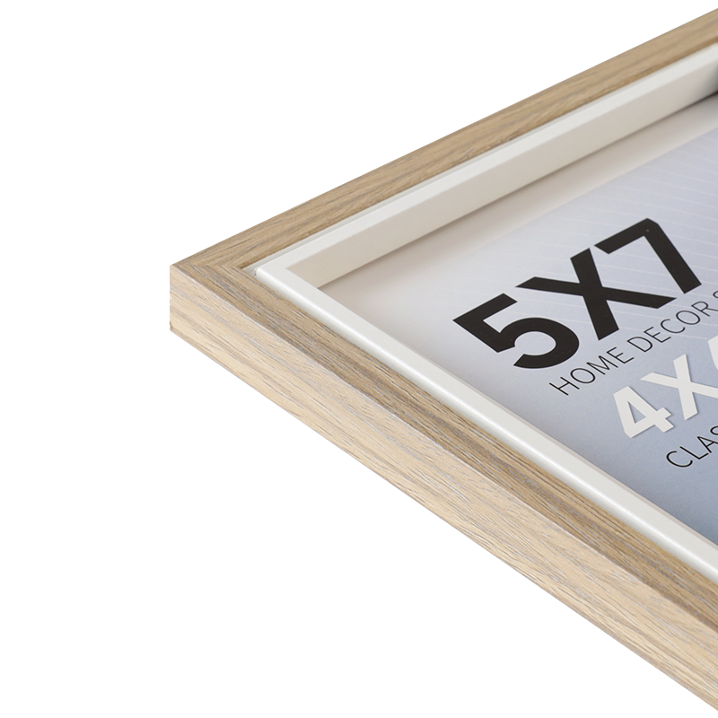 MDF 25U15 Dual-Frame Effect Natural Wood Finish And Cream-Colored Mat Picture Frame